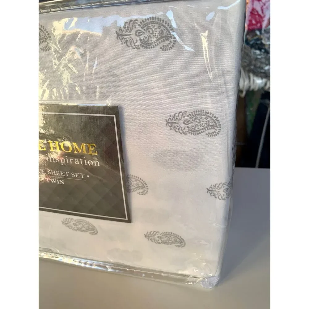 Evoke Home Awake To Inspiration Grey Twin 3 piece Size Sheet Set  Microfiber GEO
